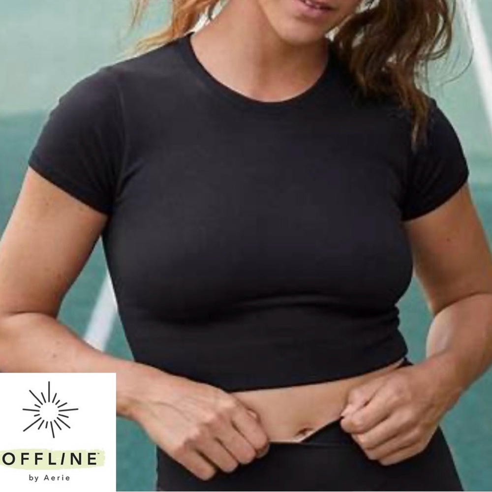 Offline by Aerie Women’s Sz XL Black Sidewalk‎ Seamless Cropped Top